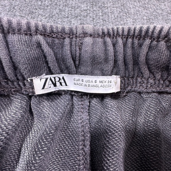Zara Womens Wide Leg Sweatpants Faded Black 100% Cotton Raw Hem Size S Small - Picture 2 of 7
